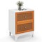 Costway 1/2 PCS Rattan Nightstand with Storage Wood End Sofa Side Table with 2 drawers Wood Legs